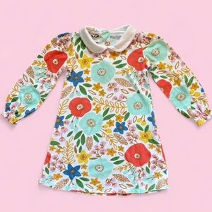 The Oaks Apparel Colorful Floral Peter Pan Collar Dress Girls Size 5T